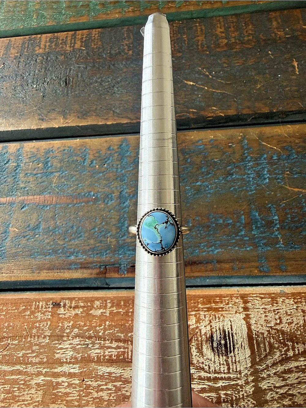 Hand Made Turquoise Sterling Silver Ring size 7 1/2
